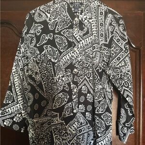 Chaps black and white button-down